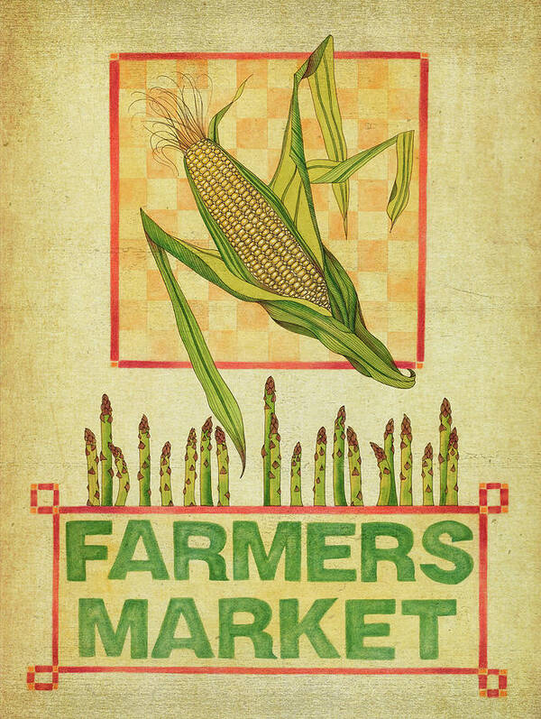 Farmers Market Art Print featuring the painting Summer Farmers Market Vintage by Deborah Kopka