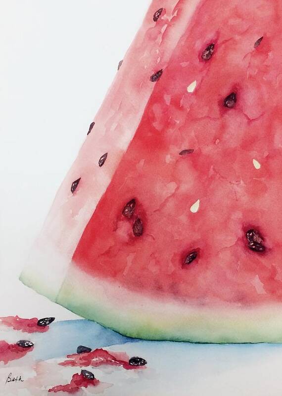 Watermelon Art Print featuring the painting Summer Meltdown by Beth Fontenot