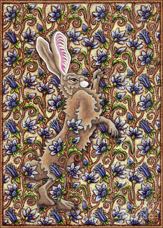 Hare Art Print featuring the painting Tangled Hare 6 by Amy E Fraser
