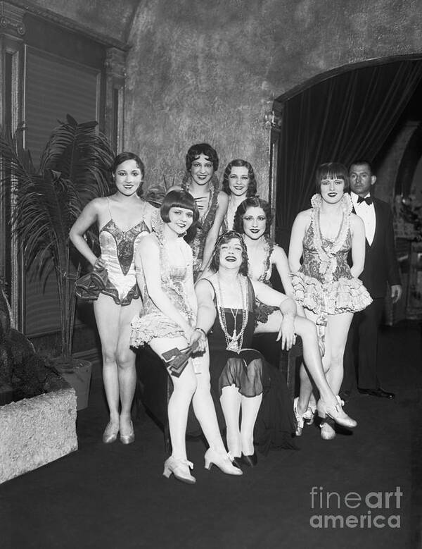 People Art Print featuring the photograph Texas Guinan And Some Of Her Showgirls by Bettmann