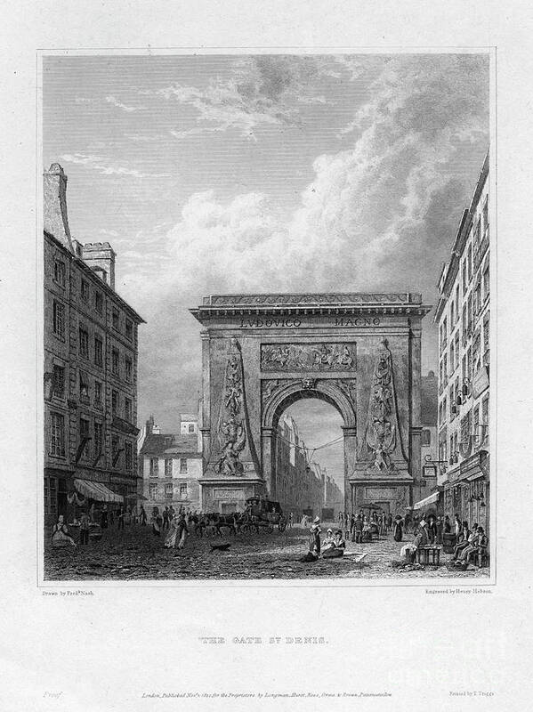Engraving Art Print featuring the drawing The Porte Saint-denis, Paris, France by Print Collector