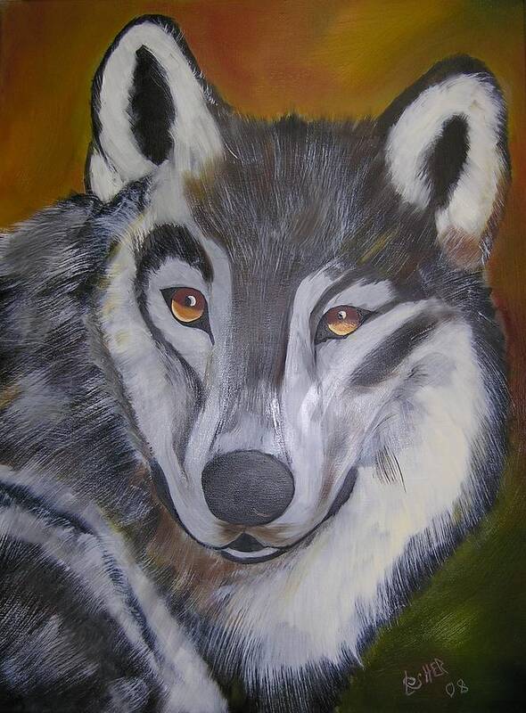 Wolf Art Print featuring the painting The Wolf by Jim Lesher