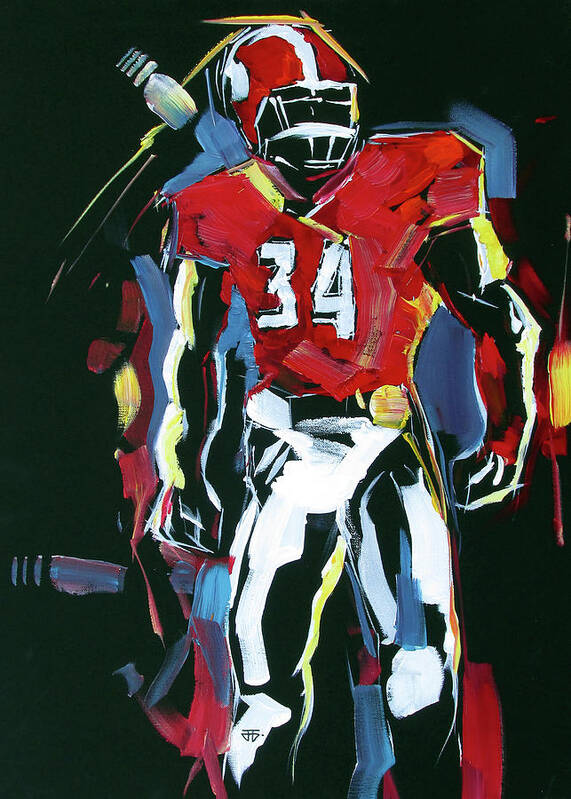 Uga Football Art Print featuring the painting UGA number 34 by John Gholson
