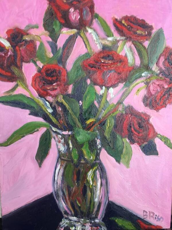 Roses. Still Life Art Print featuring the painting Valentine Roses by Beth Riso