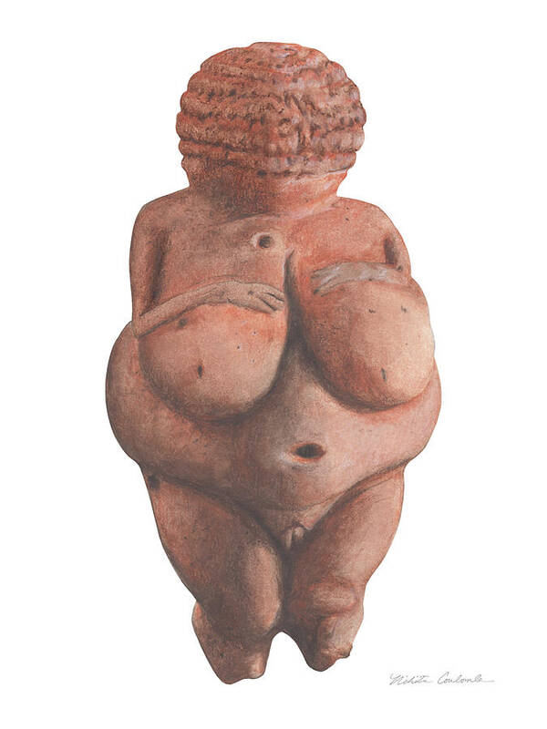 Venus Art Print featuring the drawing Venus of Willendorf by Nikita Coulombe