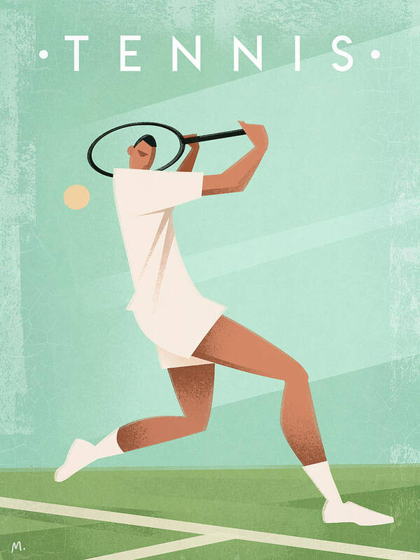 Vintage Tennis Art Print featuring the digital art Vintage Tennis by Martin Wickstrom