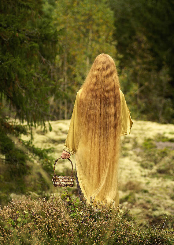 Portrait Art Print featuring the photograph With A Basket In Her Hand by Allan Wallberg