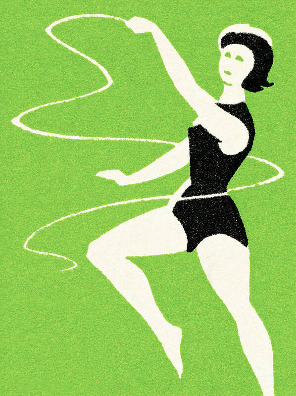Action Art Print featuring the drawing Woman dancing with ribbon by CSA Images