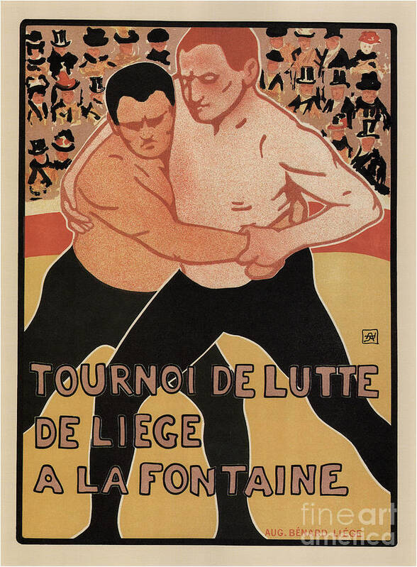 Belgium Art Print featuring the drawing Wrestling Tournament, Liège, 1899 by Heritage Images