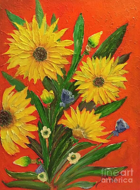 Flowers Art Print featuring the painting Yellow daisy by Maria Karlosak