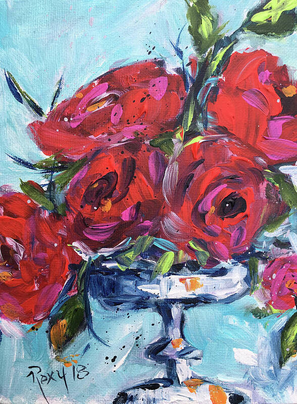 Roses Art Print featuring the painting Afternoon Roses #1 by Roxy Rich