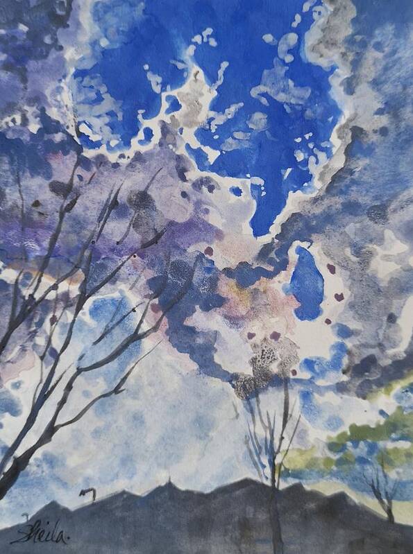 Cloudscape Art Print featuring the painting Breaking Through #1 by Sheila Romard