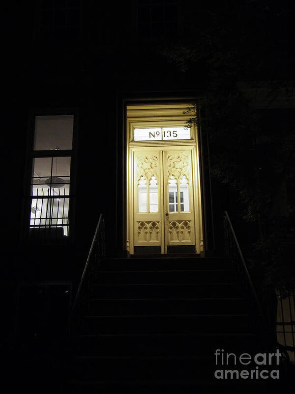Manhattan Art Print featuring the photograph Doorway At Night In Greenwich Village #1 by Dorothy Lee