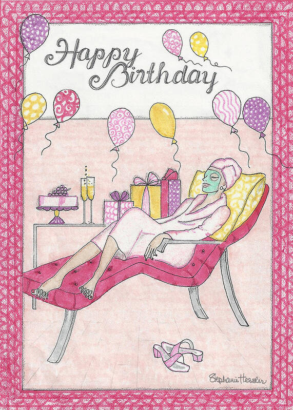 Happy Birthday Art Print featuring the mixed media Happy Birthday #2 by Stephanie Hessler