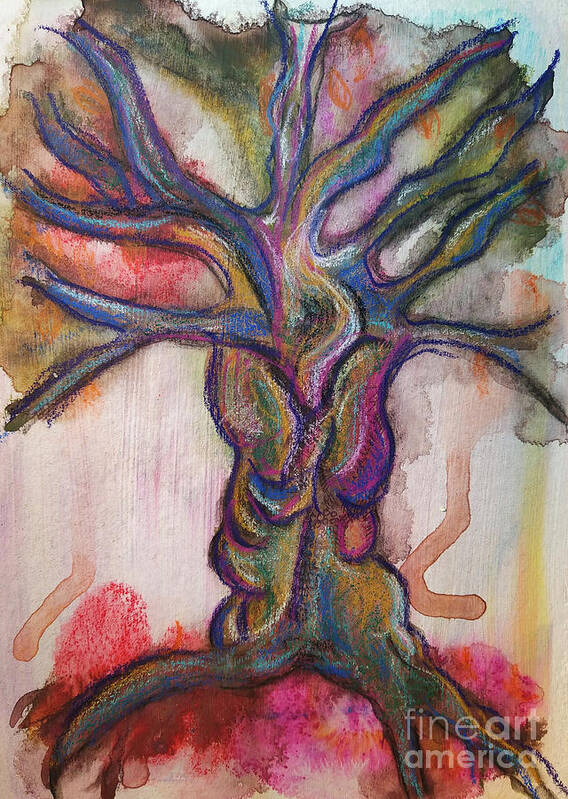 Tree Art Print featuring the mixed media Mighty Tree #1 by Mimulux Patricia No