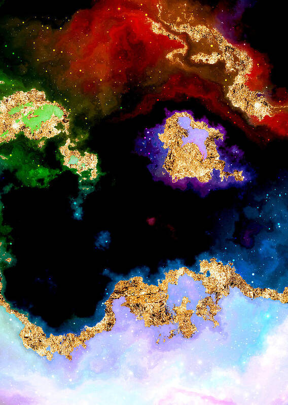 Holyrockarts Art Print featuring the mixed media 100 Starry Nebulas in Space Abstract Digital Painting 004 by Holy Rock Design