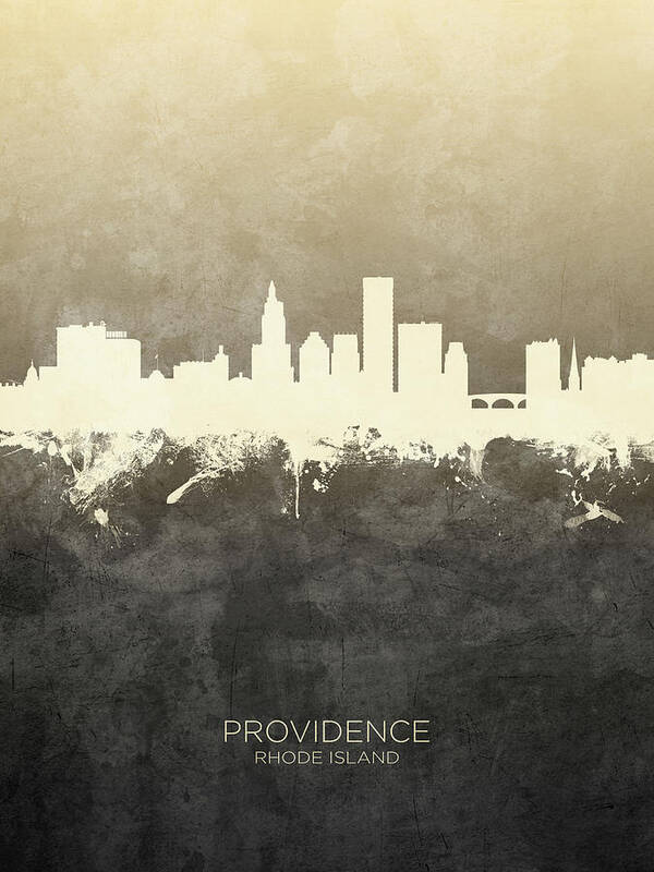 Providence Art Print featuring the digital art Providence Rhode Island Skyline #13 by Michael Tompsett