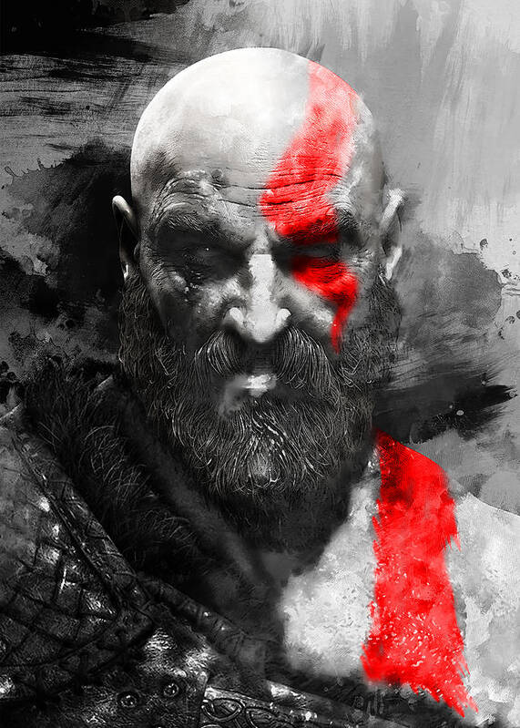 Kratos Art Print featuring the digital art 150 Kratos Paint by Yex Design