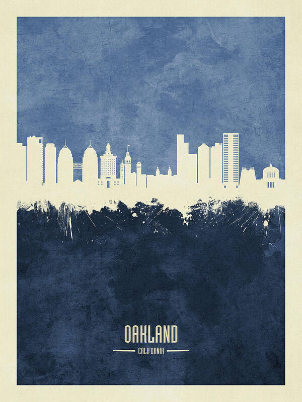 Oakland Art Print featuring the digital art Oakland California Skyline #16 by Michael Tompsett