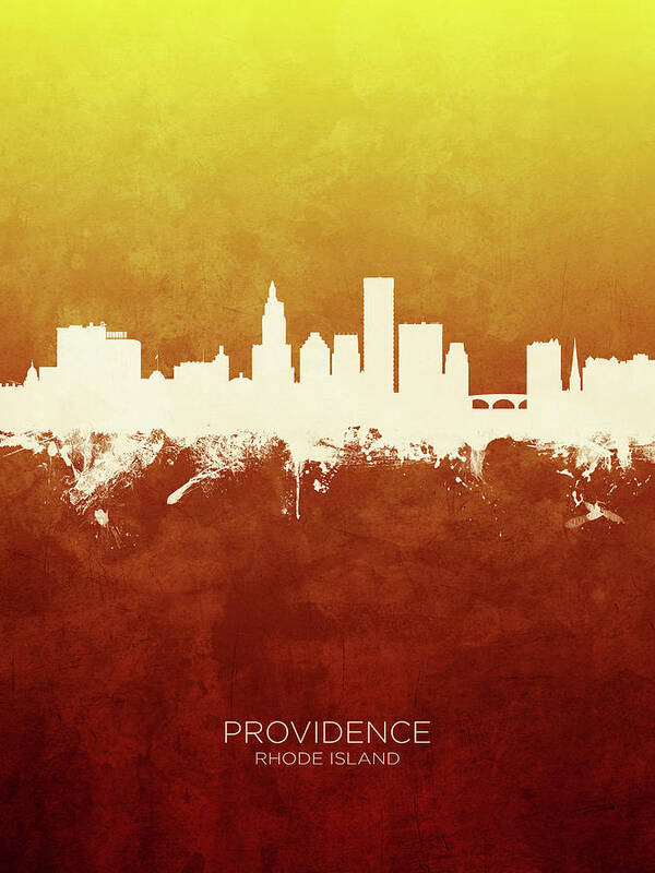 Providence Art Print featuring the digital art Providence Rhode Island Skyline #16 by Michael Tompsett