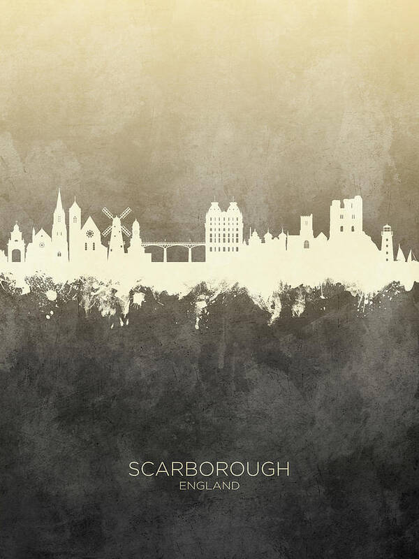 Scarborough Art Print featuring the digital art Scarborough England Skyline #18 by Michael Tompsett