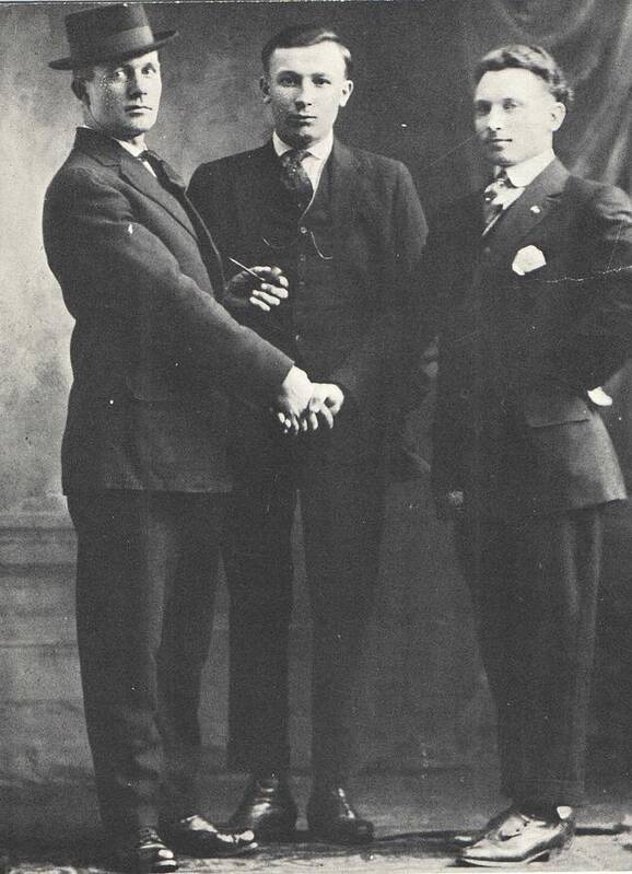 Handshake Art Print featuring the photograph 1898 Three Men and a Handshake, Antique Photograph by Thomas Dans