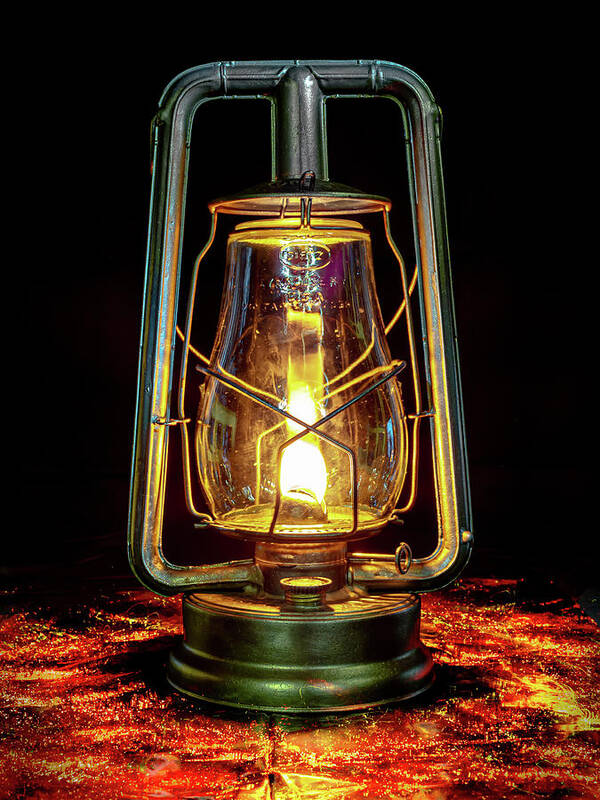 1944 Art Print featuring the photograph 1944 Dietz Hy-Lo Lantern Light Painted by Rob Green