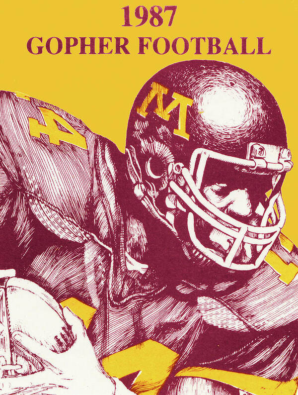 Minnesota Art Print featuring the mixed media 1987 Minnesota Gopher Football Art by Row One Brand