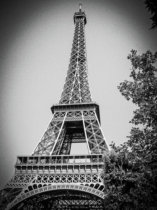 France Art Print featuring the photograph Eiffel Tower in Black and White by Jim Feldman