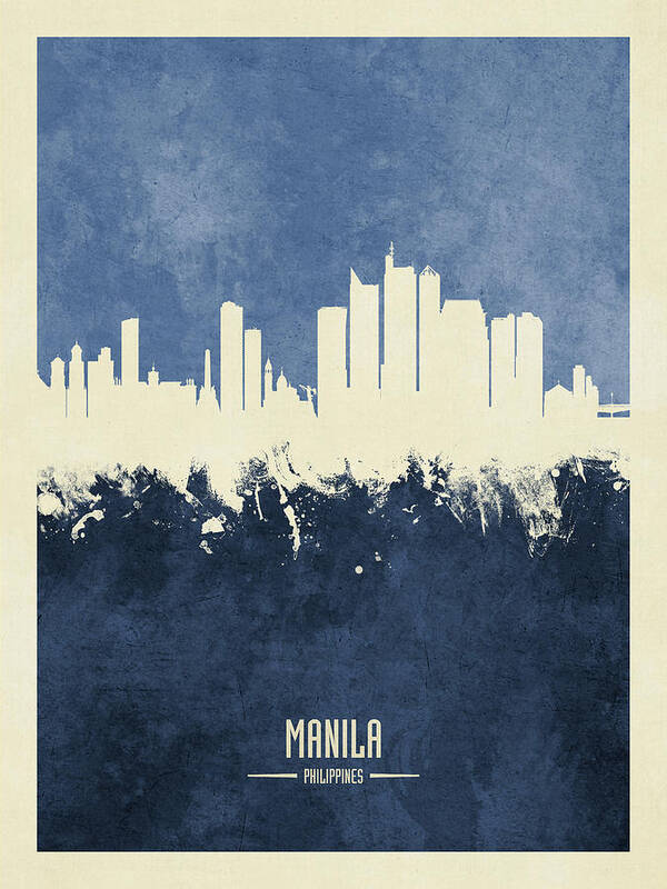 Manila Art Print featuring the digital art Manila Philippines Skyline #21 by Michael Tompsett
