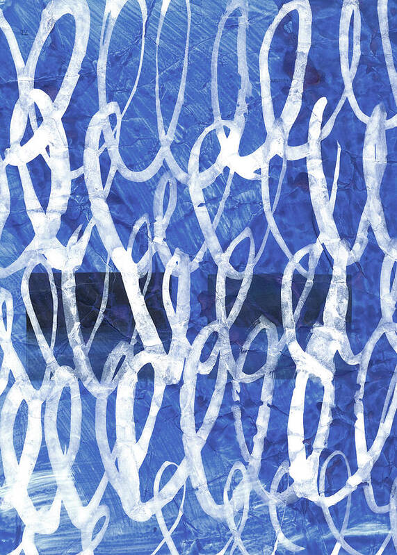 Blue And White Art Print featuring the painting 0031-Latest news by Anke Classen