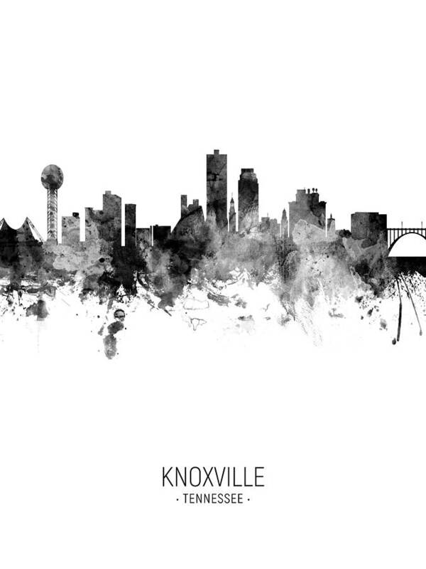 Knoxville Art Print featuring the digital art Knoxville Tennessee Skyline #25 by Michael Tompsett