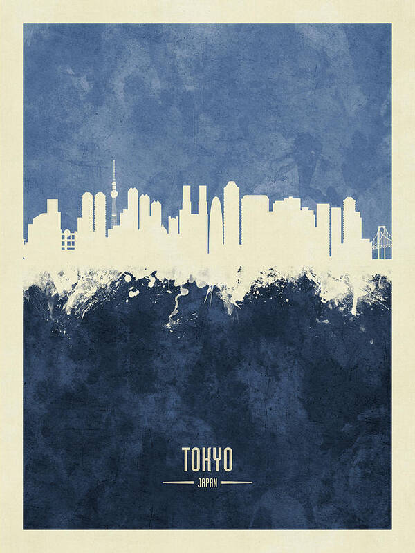 Tokyo Art Print featuring the digital art Tokyo Japan Skyline #26 by Michael Tompsett