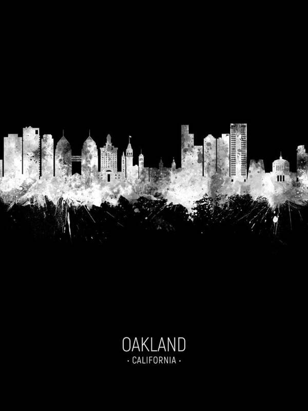 Oakland Art Print featuring the digital art Oakland California Skyline #28 by Michael Tompsett