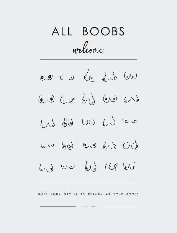 Breast Wall Art Print, Sexy Boobs Line Art, Breast Poster, Breast