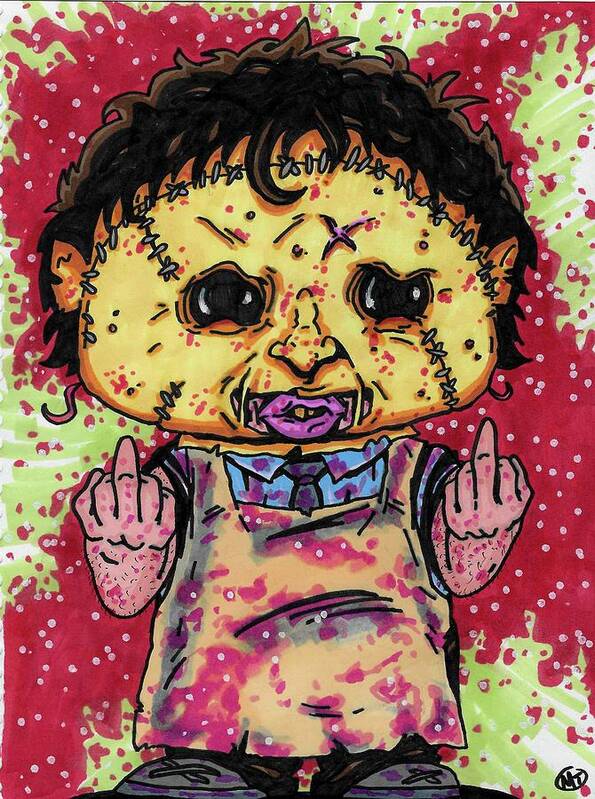 Funko Art Print featuring the drawing Leatherface #3 by Michael Toth