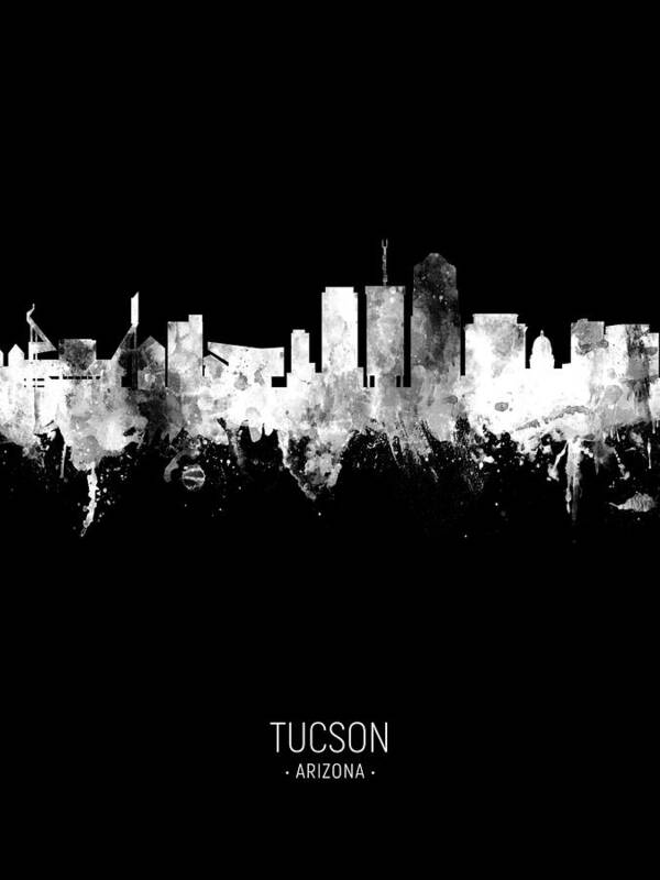 Tucson Art Print featuring the digital art Tucson Arizona Skyline #31 by Michael Tompsett