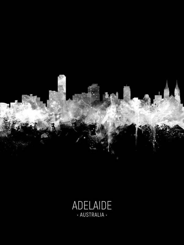 Adelaide Art Print featuring the digital art Adelaide Australia Skyline #35 by Michael Tompsett