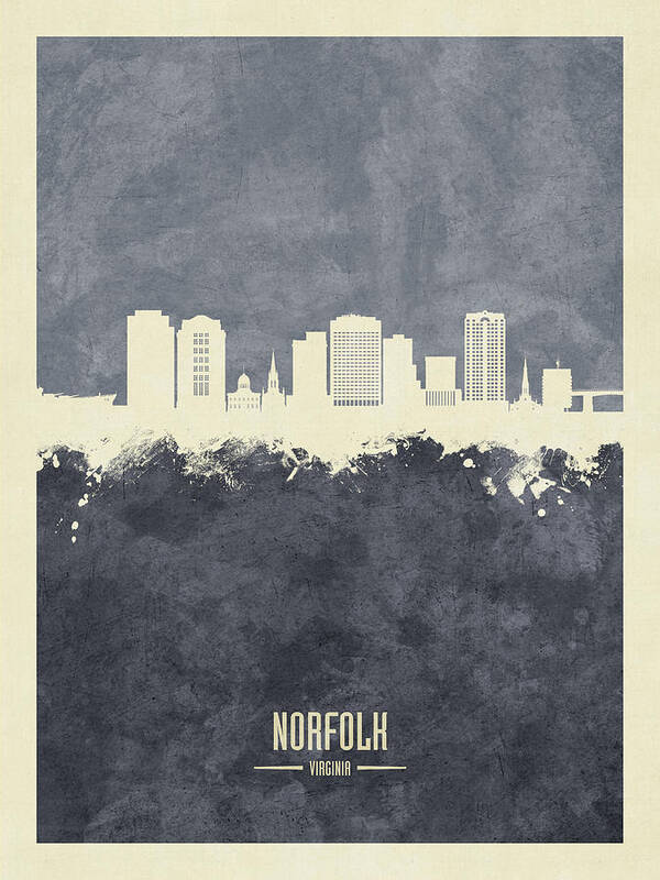 Norfolk Art Print featuring the digital art Norfolk Virginia Skyline #6 by Michael Tompsett