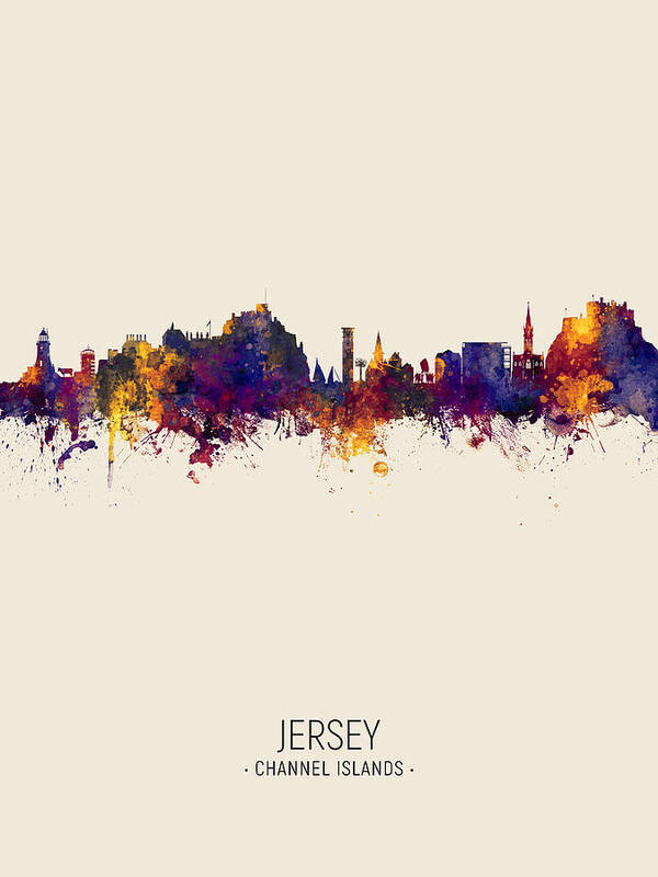 Jersey Art Print featuring the digital art Jersey Channel Islands Skyline #4 by Michael Tompsett