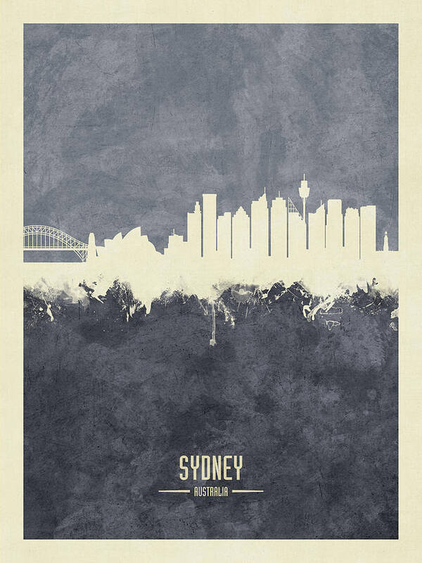 Sydney Art Print featuring the digital art Sydney Australia Skyline #41 by Michael Tompsett
