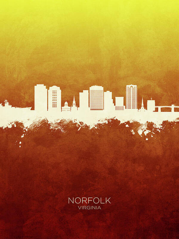 Norfolk Art Print featuring the digital art Norfolk Virginia Skyline #1 by Michael Tompsett