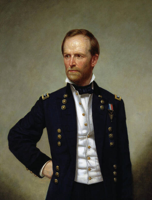 General Sherman Art Print featuring the painting General William Tecumseh Sherman #5 by War Is Hell Store