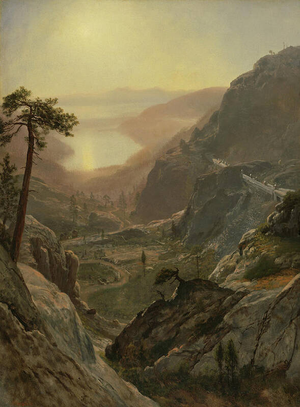 Albert Bierstadt Art Print featuring the painting View of Donner Lake, California #5 by Albert Bierstadt