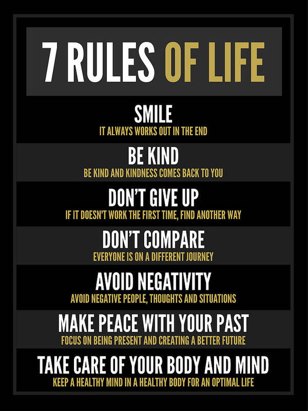 Motivation Art Print featuring the digital art 7 Rules by Land of Dreams