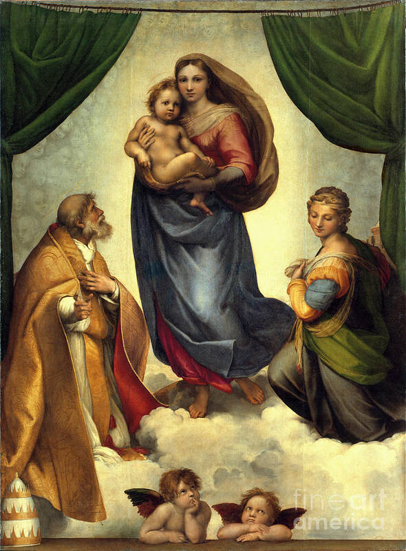 Religion Art Print featuring the painting The Sistine Madonna #14 by Raphael