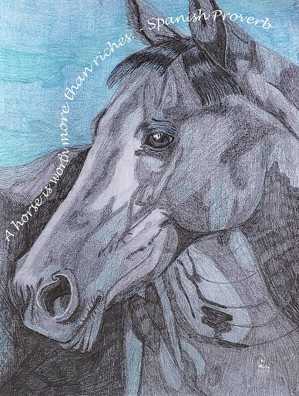 Black Horse Art Print featuring the mixed media A Horse for Arthur with Quote by Equus Artisan