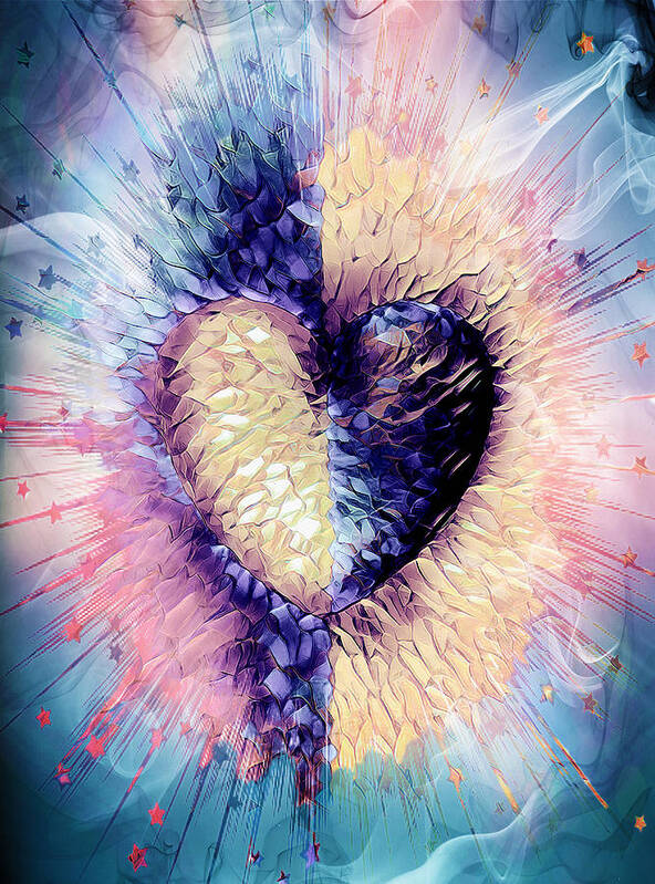 Motivational Art Print featuring the digital art Abstract 3d Love Heart by Michelle Liebenberg