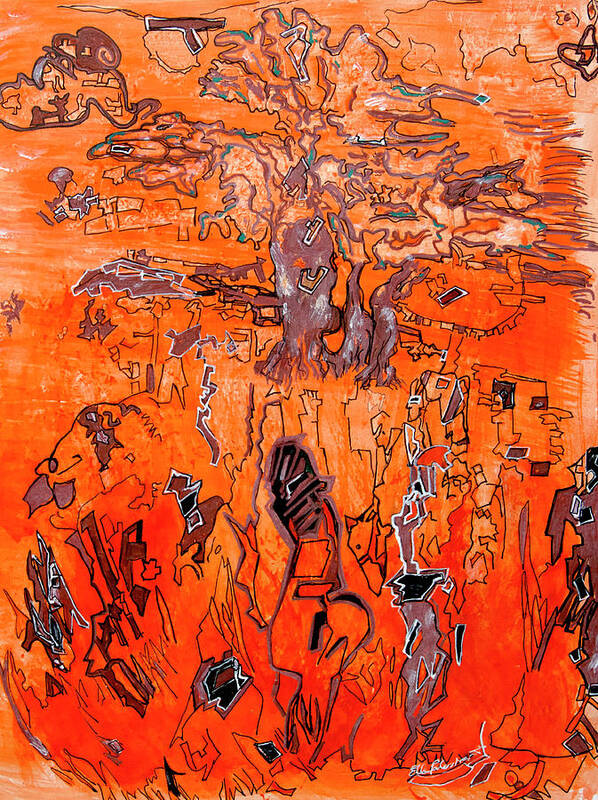 Ellen Palestrant Art Print featuring the painting Africa Meets Arizona by Ellen Palestrant