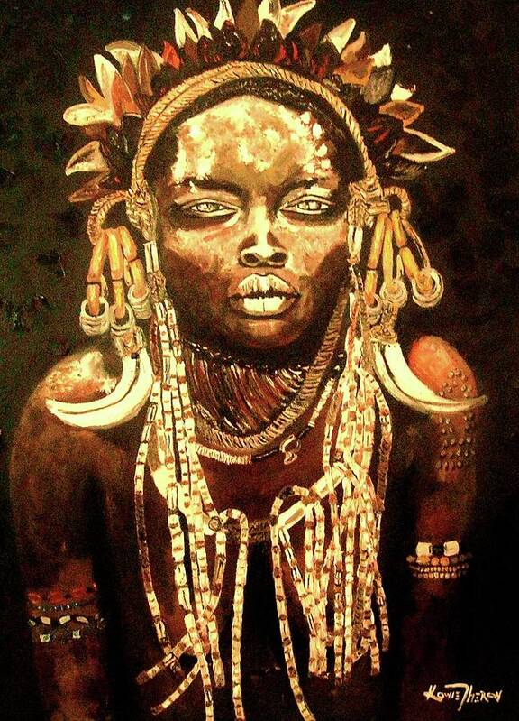 Africa Art Print featuring the painting African Beauty by Kowie Theron